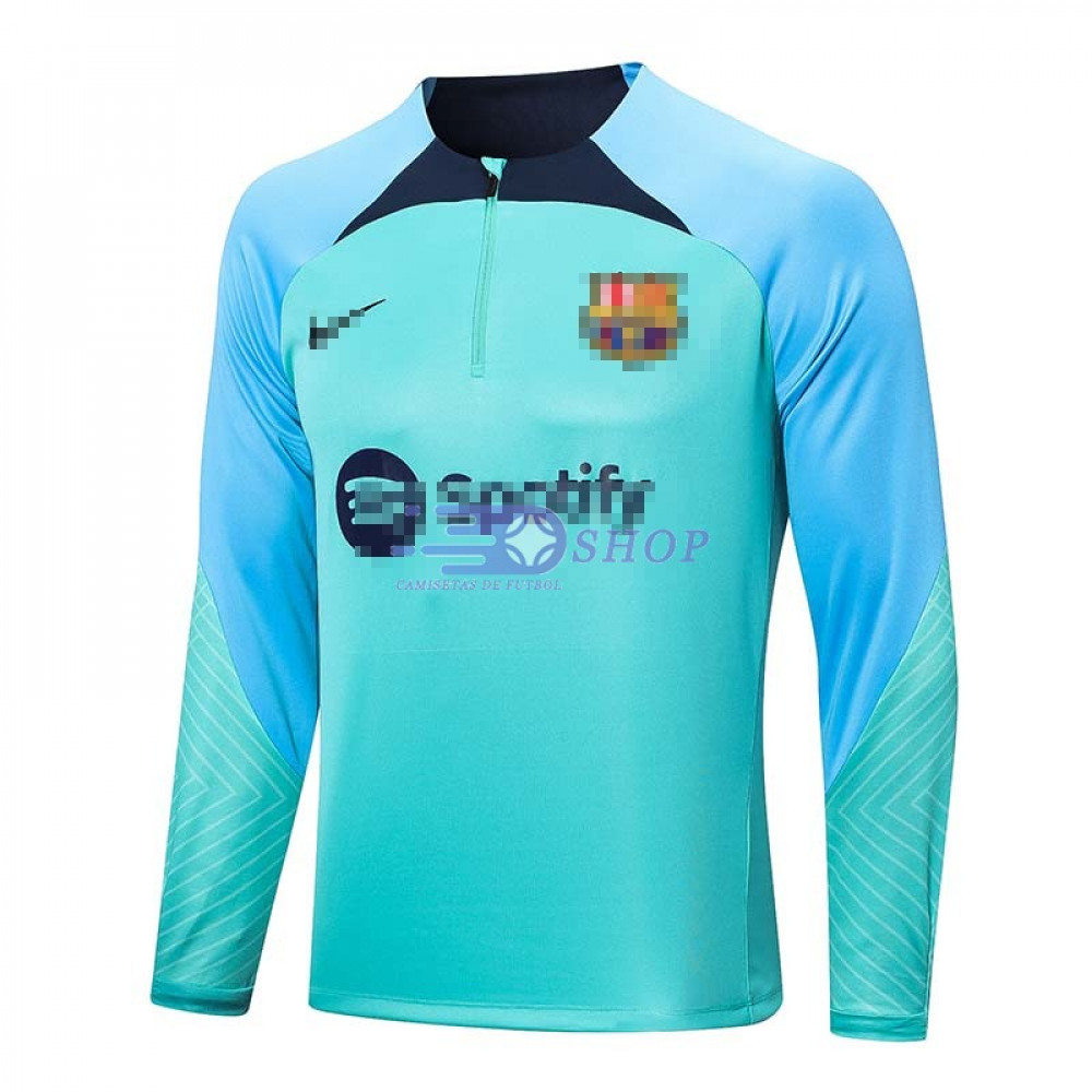 Sudadera De Entrenamiento Barcelona 2022 2023 Verde Claro con Mangas Azules