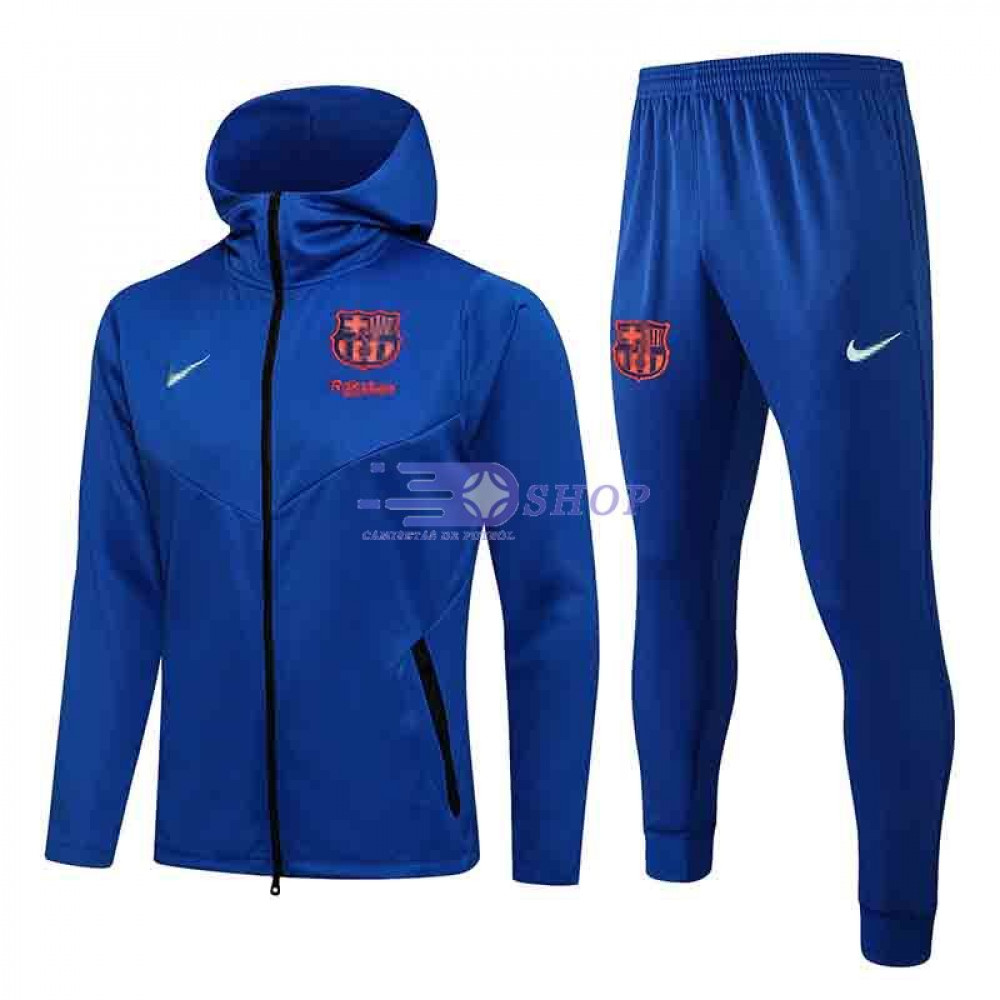 Chandal Barcelona 2021 2022 Con Capucha Azul Camisetasdefutbolshop