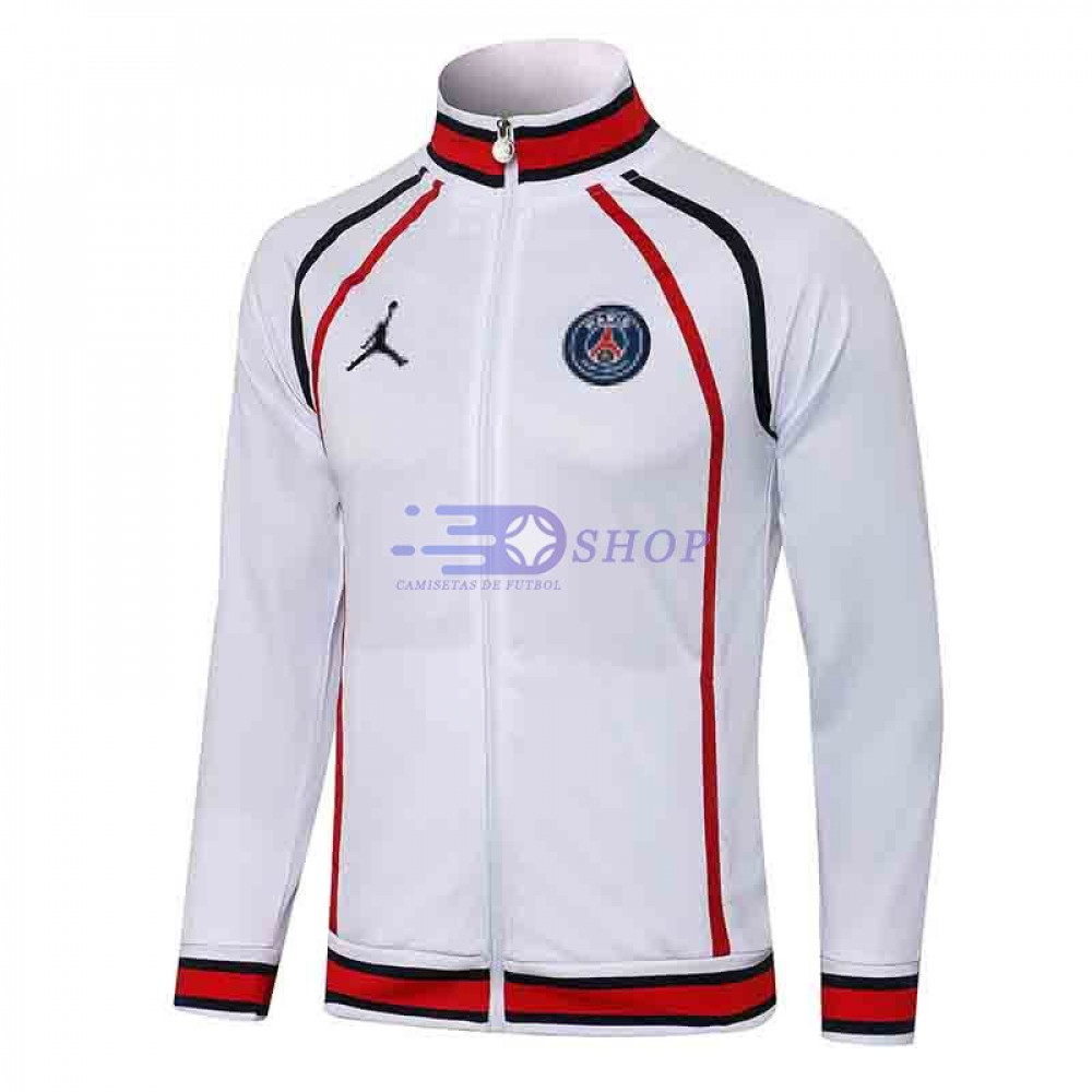 Patria Articulación Lugar de la noche Chaqueta PSG 2021/2022 Jordan Cuello Alto Blanco - Camisetasdefutbolshop