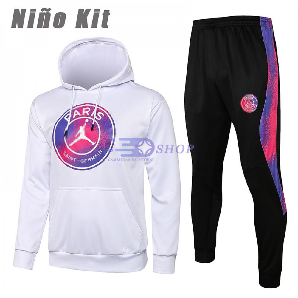 Sudadera PSG 2021 2022 Jordan Con Capucha Nino Kit Blanco CamisetasDeFutbolShop