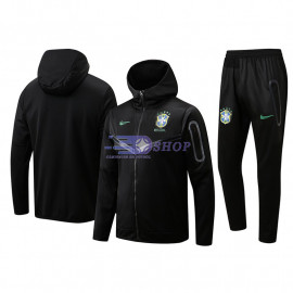 Chaqueta Brasil 2022 Con Capucha Negro - Camisetasdefutbolshop