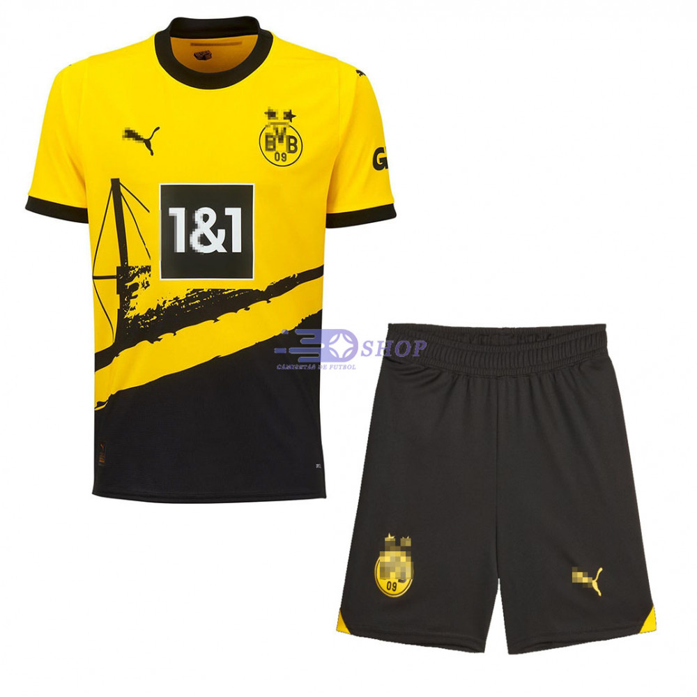 Camiseta Barcelona 2023/2024 Negro/Amarillo Niño Kit 