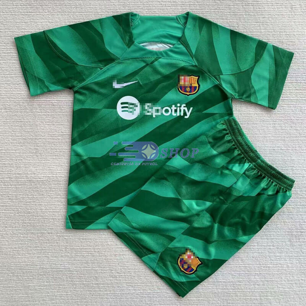 Camiseta de Portero Barcelona 2023/2024 Verde Niño Kit