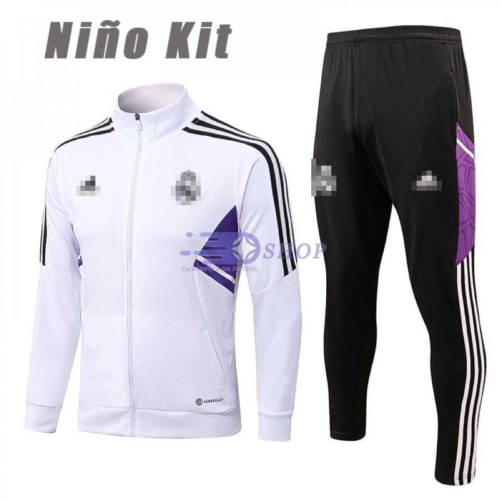 Chándal Real Madrid 2022/2023 Niño Blanco/Púrpura - Camisetasdefutbolshop