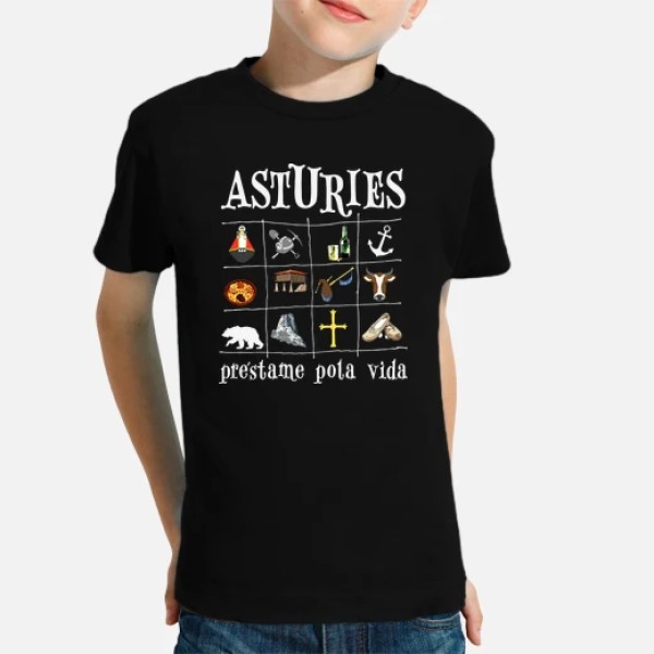 Asturies 2017 fondo oscuro - Camiseta para niu00f1o de manga corta